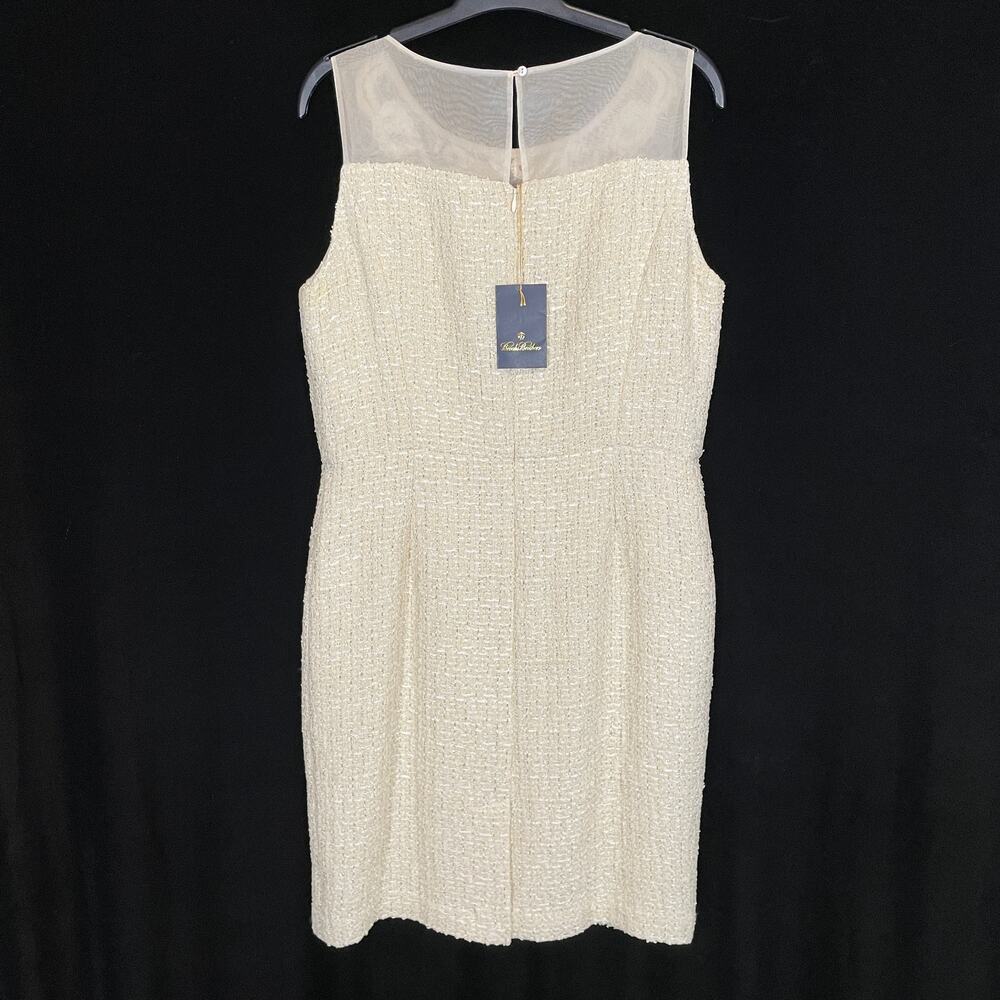Brooks‎ Brothers Tweed Embellished Sheath Dress Ivory Metallic Thread NWT 10P - Picture 8 of 9
